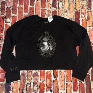 Vans Cropped Black Gothic Long Sleeve Shirt